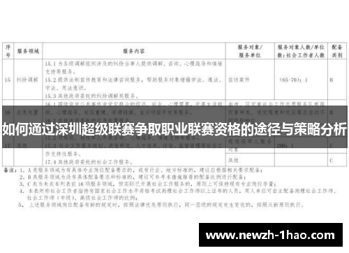 如何通过深圳超级联赛争取职业联赛资格的途径与策略分析