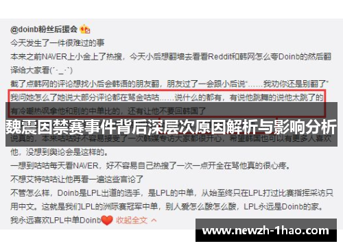 魏震因禁赛事件背后深层次原因解析与影响分析